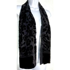 Velvet Burnout Scarf Black Women Witchiecore 53" Length 9 "Wide  Goth